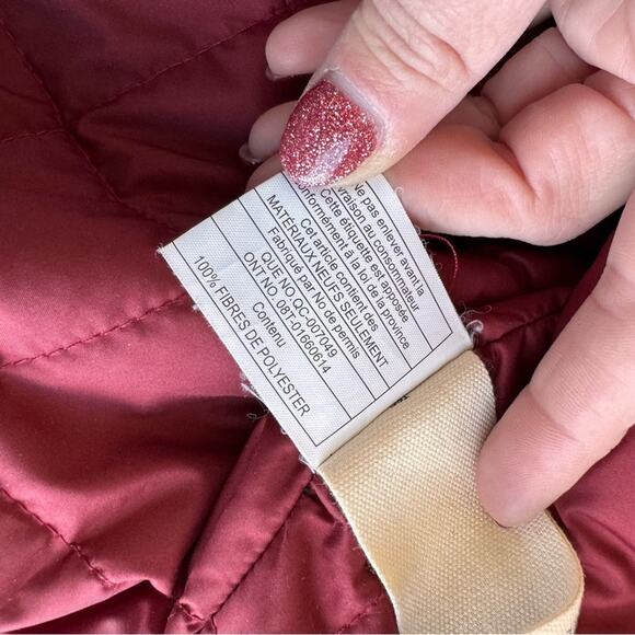 WOOLRICH Red Plaid Bomber Jacket Full Zipper Qulited Sherpa Large Women Wool - Picture 14 of 14